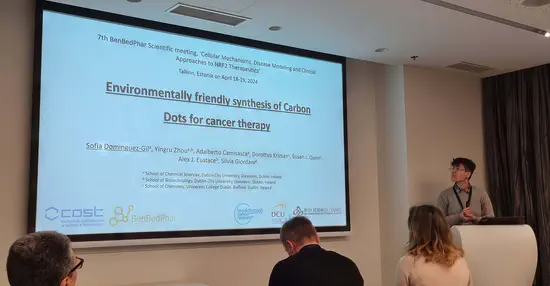 Dr Sofia Dominguez Gil presented our research on the "Environmentally friendly synthesis of Carbon Dots for cancer therapy" at the 7th BenBedPhar Scientific Meeting in Tallinn